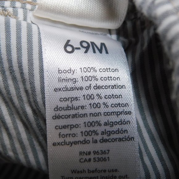 Oshkosh B'gosh Baby Boys 6-9 Months Tan  Stripe Lined Overalls with Roll Up Cuff - Picture 2 of 14